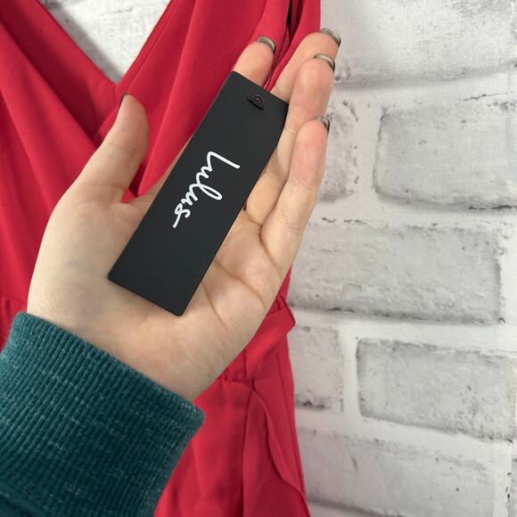 Lulus Manhatten Moment Berry Pink Ruffled Midi Wrap Dress Sz XS NEW - Picture 8 of 13